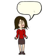 cartoon woman shrugging shoulders with speech bubble N209