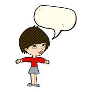 cartoon woman with open arms speech bubble N42