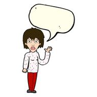 cartoon shocked woman waving hand with speech bubble N5