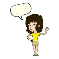 cartoon pretty woman waving with speech bubble N41