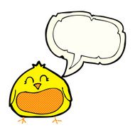 cartoon fat bird with speech bubble N20