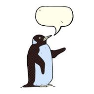 cartoon penguin with speech bubble N6