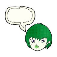 cartoon vampire girl face with speech bubble N5