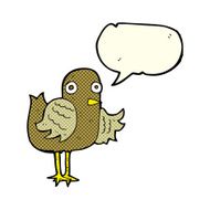 cartoon bird waving wing with speech bubble N5