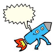 cartoon happy rocket with speech bubble N5
