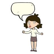 cartoon confused woman with speech bubble N37