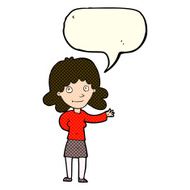 cartoon friendly woman with speech bubble N31