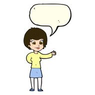 cartoon welcoming woman with speech bubble N5