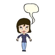 cartoon girl shrugging shoulders with speech bubble N14