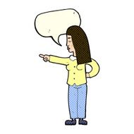 cartoon woman pointing with speech bubble N91