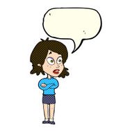 cartoon surprised woman with speech bubble N106