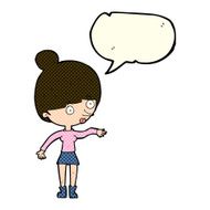 cartoon surprised woman with speech bubble N107