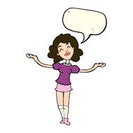 cartoon woman taking praise with speech bubble N5