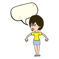 cartoon annoyed woman with speech bubble N82