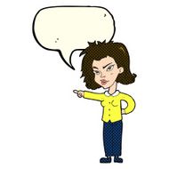 cartoon woman pointing with speech bubble N92