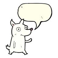 cartoon little dog waving with speech bubble N5