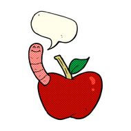 cartoon apple with worm speech bubble N21