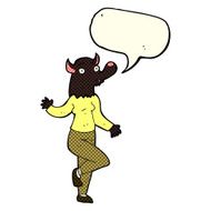 cartoon dancing werewolf woman with speech bubble N3
