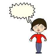 cartoon surprised woman with speech bubble N108