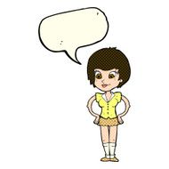 cartoon pretty woman with hands on hips speech bubble N9