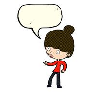 cartoon woman pointing with speech bubble N93