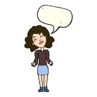 cartoon woman shrugging shoulders with speech bubble N211