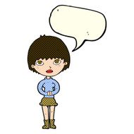 cartoon woman waiting patiently with speech bubble N5