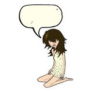 cartoon pretty girl with speech bubble N43