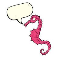 cartoon sea horse with speech bubble N10
