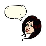 cartoon pretty female face with speech bubble N44