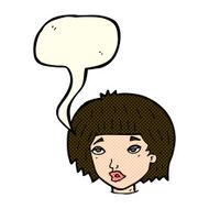 cartoon bored looking woman with speech bubble N5