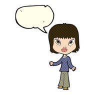 cartoon woman with open arms speech bubble N43