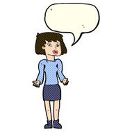 cartoon woman shrugging shoulders with speech bubble N212