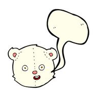 cartoon polar teddy bear head with speech bubble N3