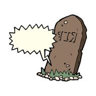 cartoon spooky grave with speech bubble N6