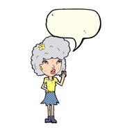 cartoon woman waving with speech bubble N142