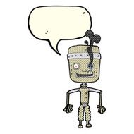 cartoon malfunctioning robot with speech bubble N3