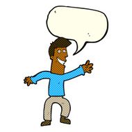 cartoon happy man dancing with speech bubble N19
