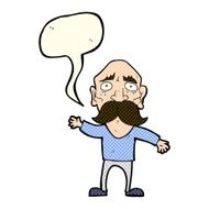 cartoon worried old man with speech bubble N9