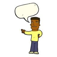 cartoon man pointing with speech bubble N83