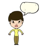 cartoon woman shrugging shoulders with speech bubble N213