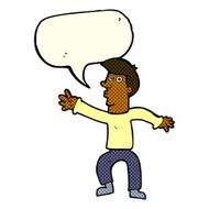 cartoon reaching man with speech bubble N6