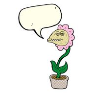 cartoon monster flower with speech bubble N5