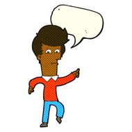 cartoon man pointing with speech bubble N84