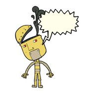 cartoon robot with open head speech bubble N3