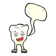 cartoon tooth looking smug with speech bubble N7