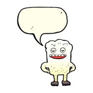 cartoon tooth looking smug with speech bubble N8