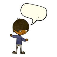 cartoon boy with outstretched arms speech bubble N6
