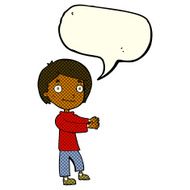 Cartoon happy boy with speech bubble N100