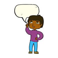 cartoon boy with question speech bubble N10